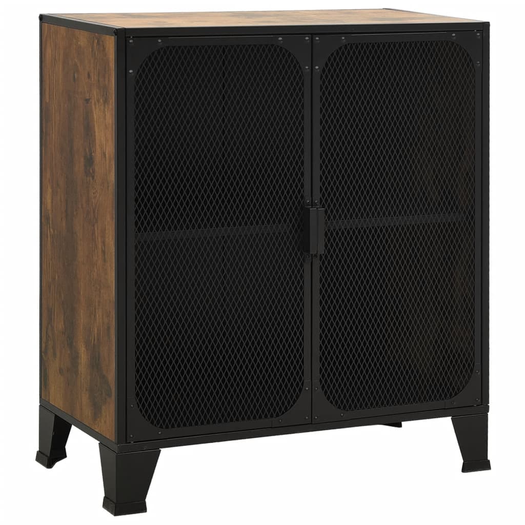 Storage cabinets 2 pcs. rustic brown 72x36x82 cm metal/MDF