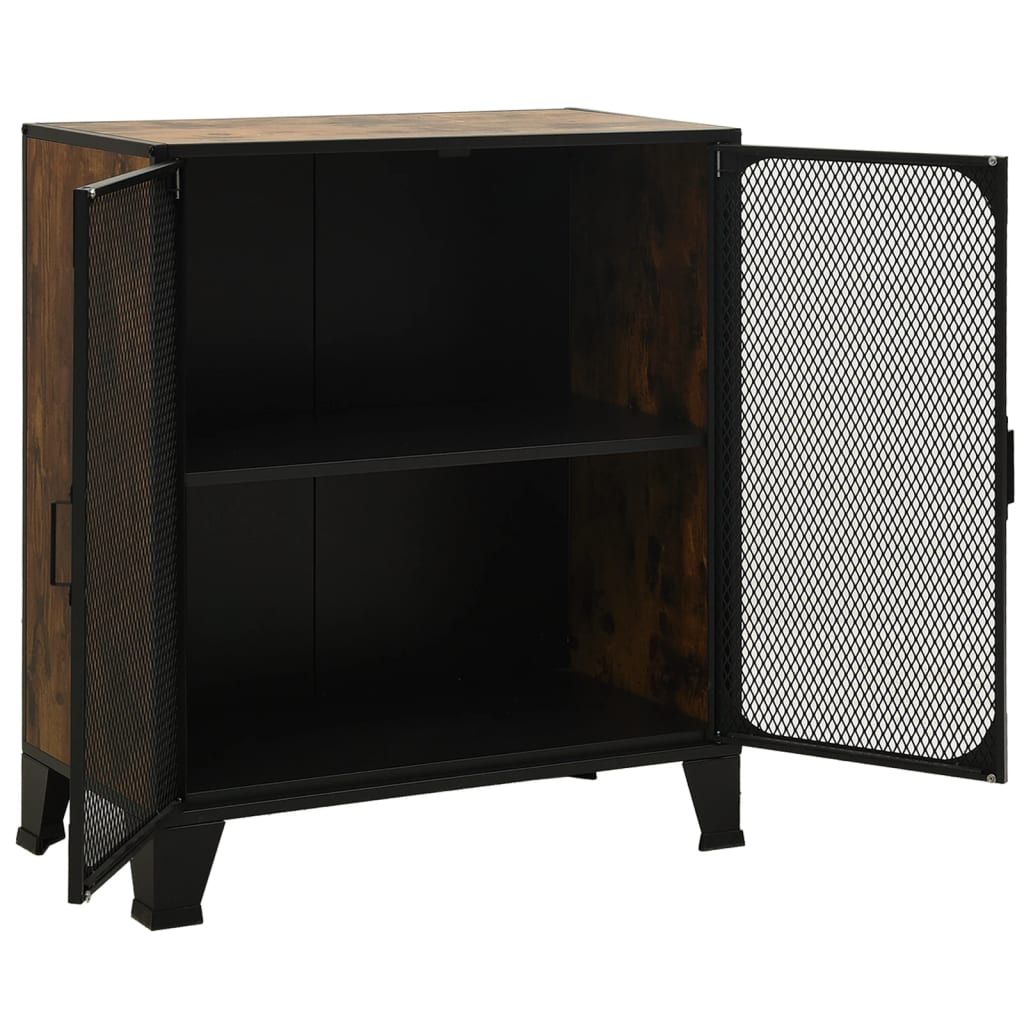 Storage cabinets 2 pcs. rustic brown 72x36x82 cm metal/MDF