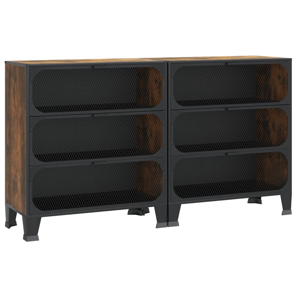 Storage cabinets 2 pcs. rustic brown 72x36x82 cm metal/MDF