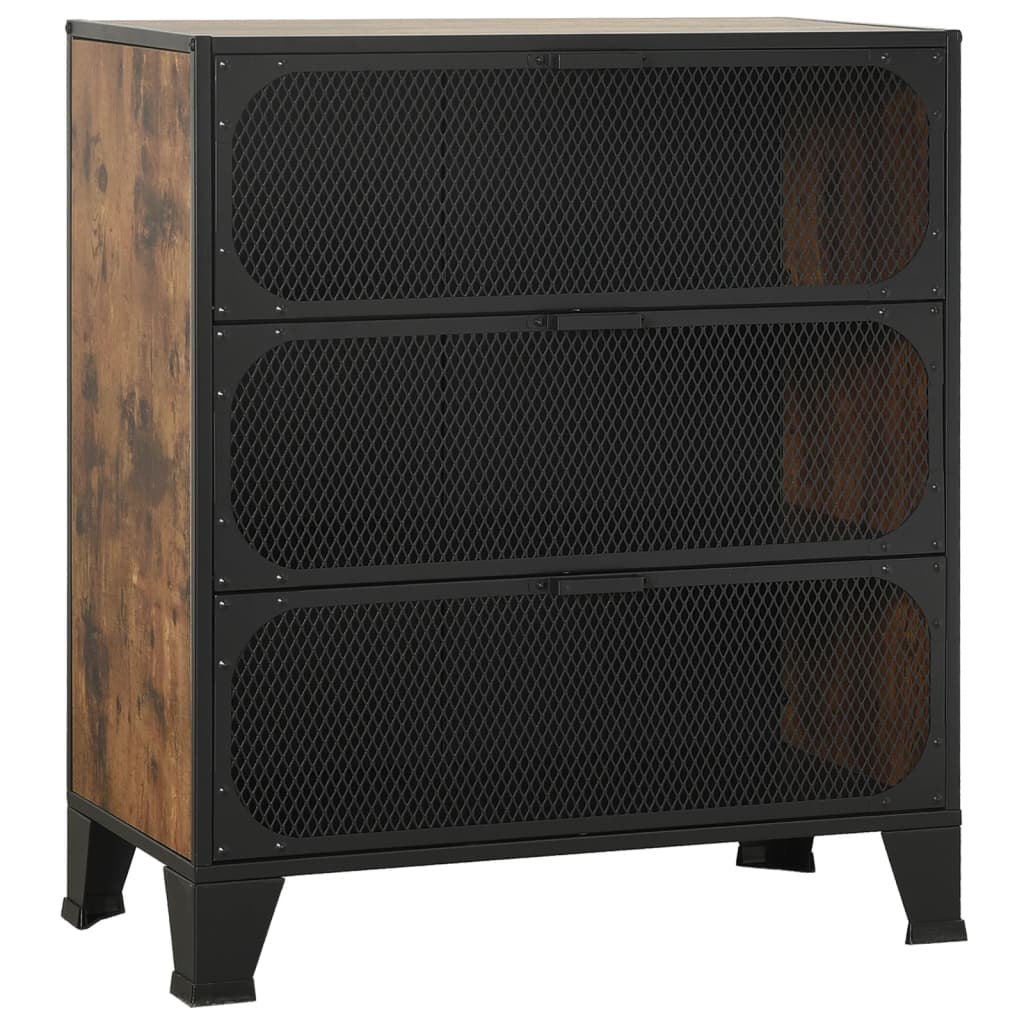 Storage cabinets 2 pcs. rustic brown 72x36x82 cm metal/MDF