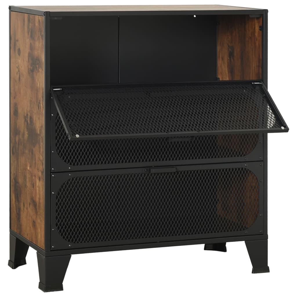 Storage cabinets 2 pcs. rustic brown 72x36x82 cm metal/MDF
