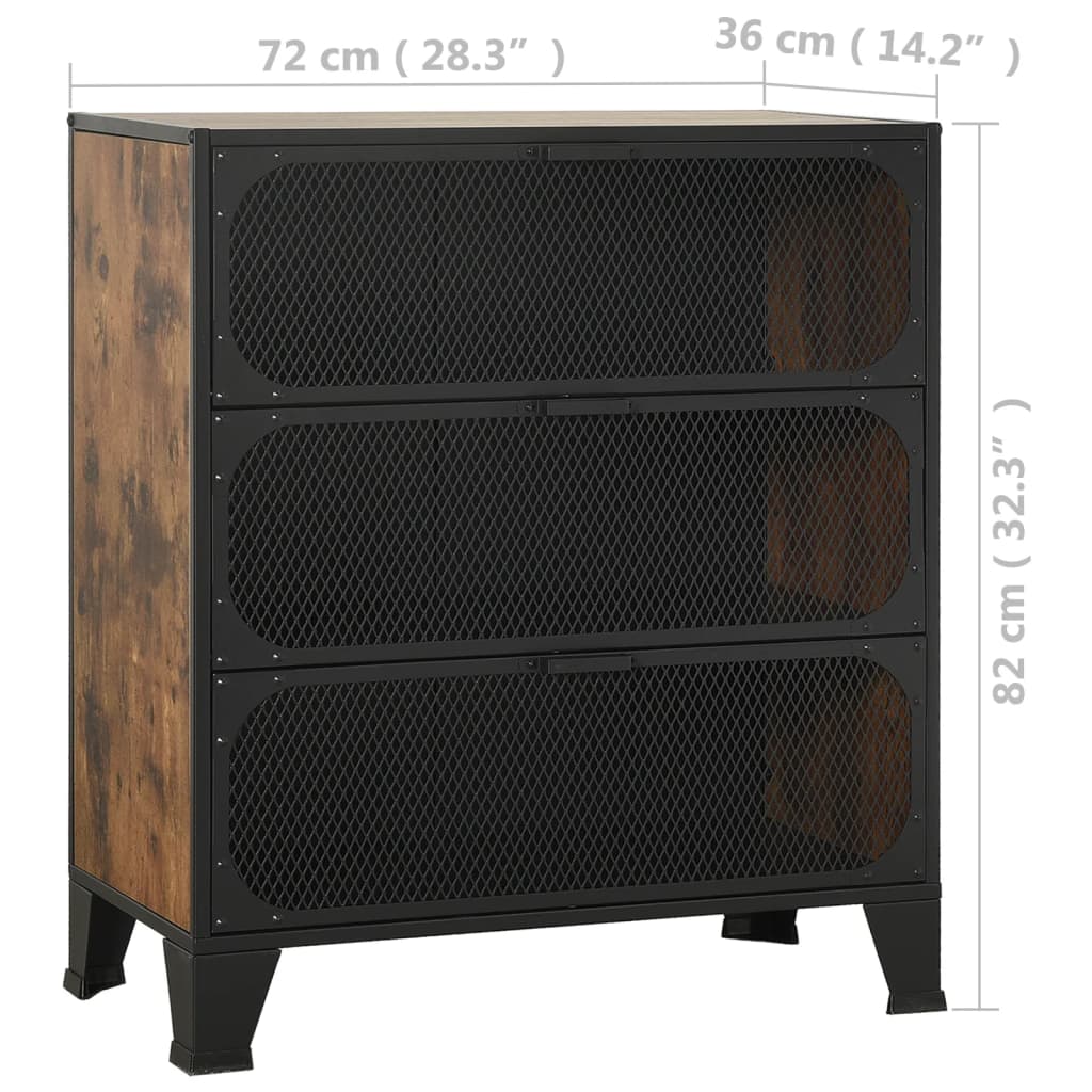 Storage cabinets 2 pcs. rustic brown 72x36x82 cm metal/MDF