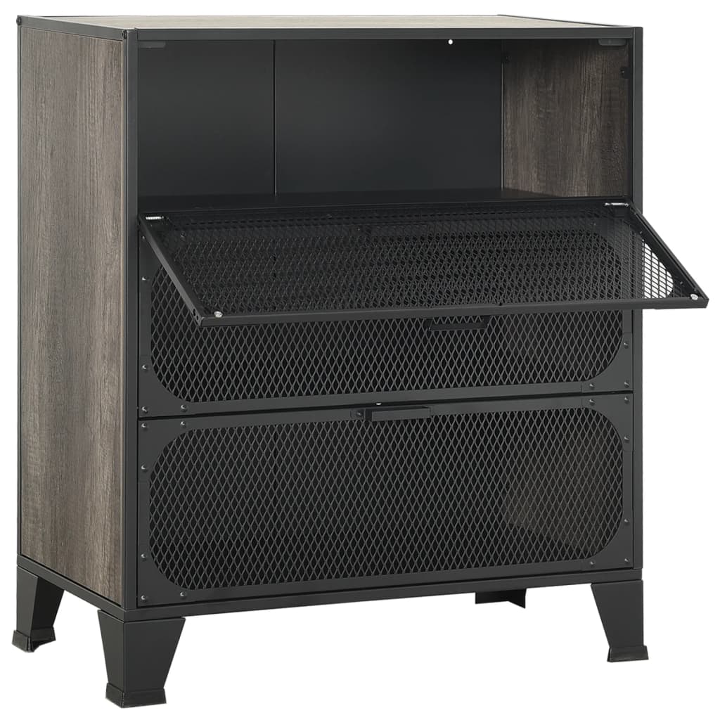 Dulapuri de depozitare, 2 buc., gri, 72x36x82 cm, metal/MDF