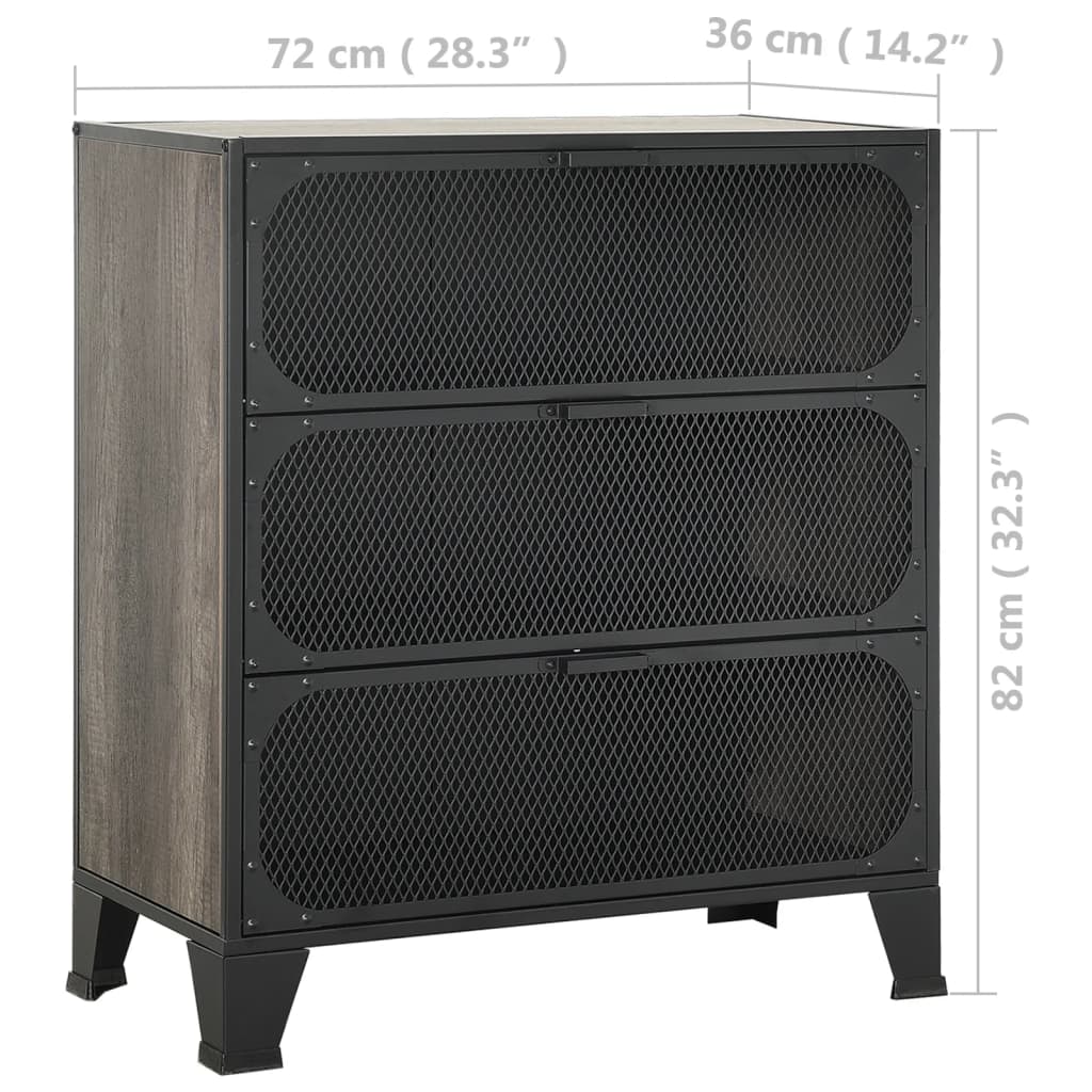 Dulapuri de depozitare, 2 buc., gri, 72x36x82 cm, metal/MDF