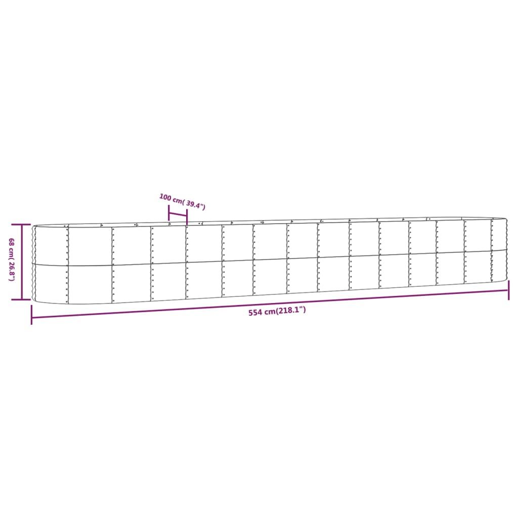 Strat înălțat grădină argintiu, oțel vopsit electrostatic