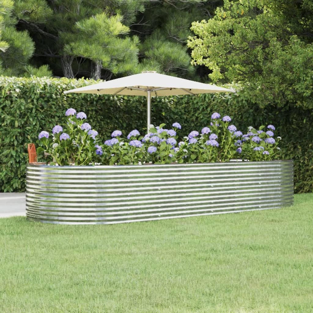 Strat înălțat grădină argintiu, oțel vopsit electrostatic