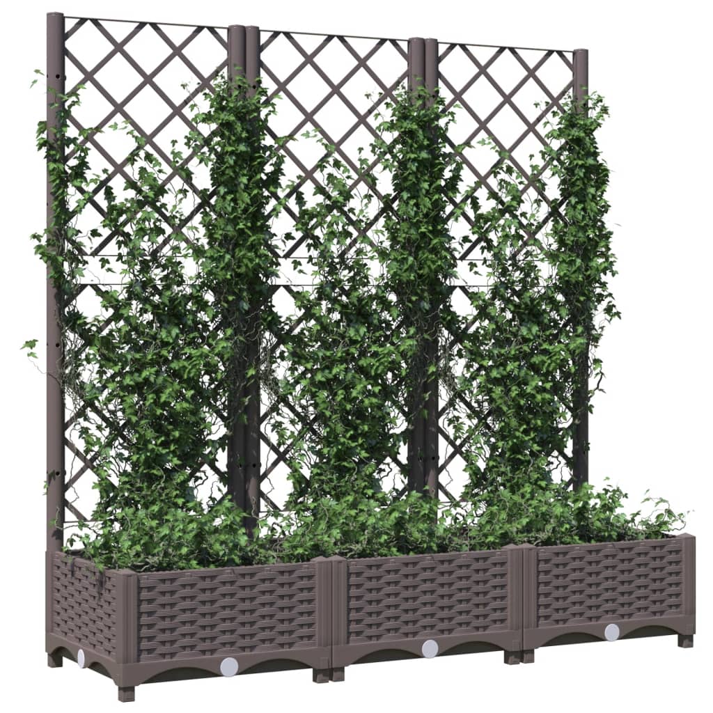 Jardinieră de grădină cu spalier, maro, 120x40x121,5 cm, PP