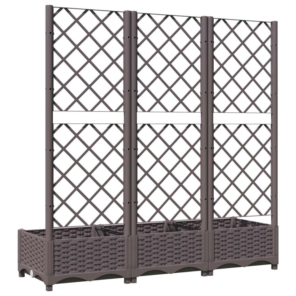 Jardinieră de grădină cu spalier, maro, 120x40x121,5 cm, PP