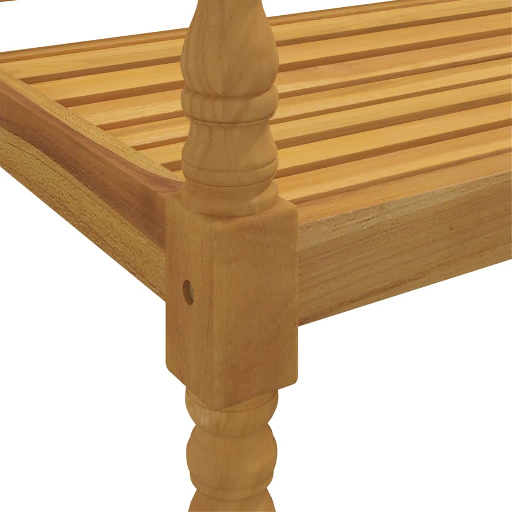 Bancă Batavia cu pernă gri, 150 cm, lemn masiv de tec