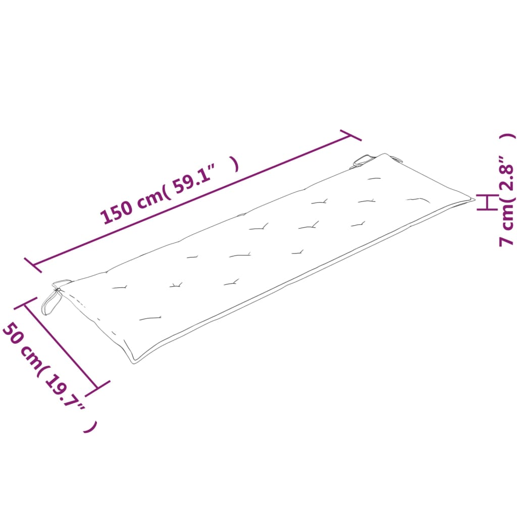 Bancă Batavia cu pernă roșie, 150 cm, lemn masiv de tec