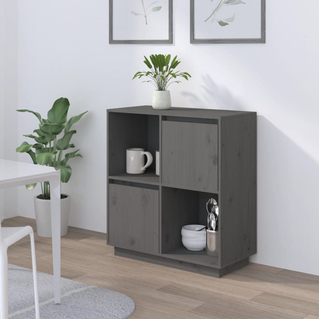 Dulap, gri, 74x35x80 cm, lemn masiv de pin