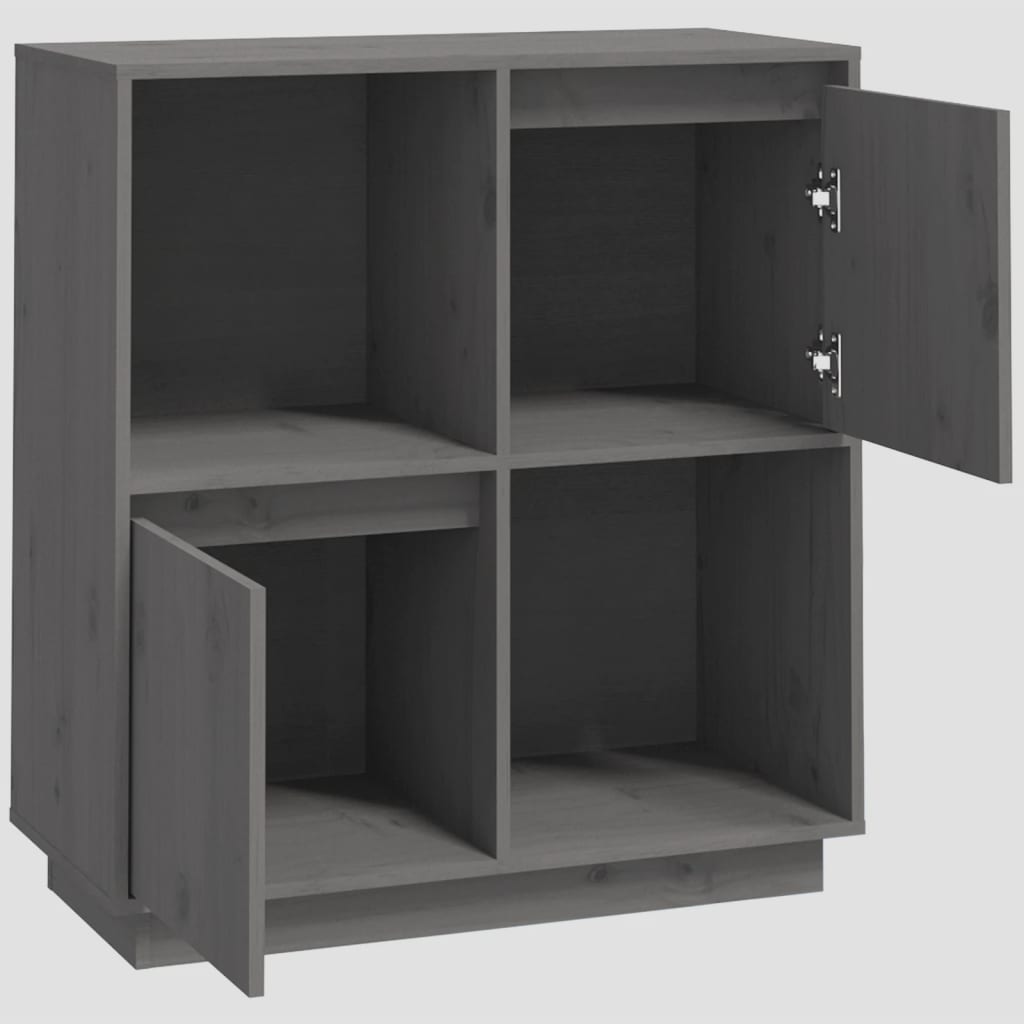 Dulap, gri, 74x35x80 cm, lemn masiv de pin
