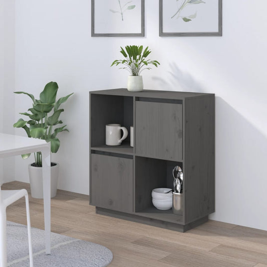 Dulap, gri, 74x35x80 cm, lemn masiv de pin