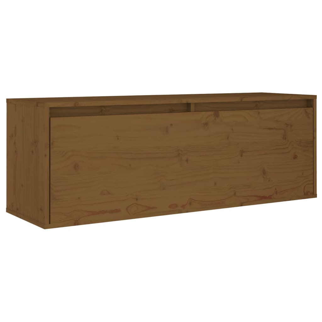 TV chests, 2 pcs., honey brown, solid pine wood