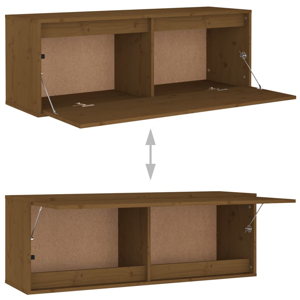 TV chests, 2 pcs., honey brown, solid pine wood
