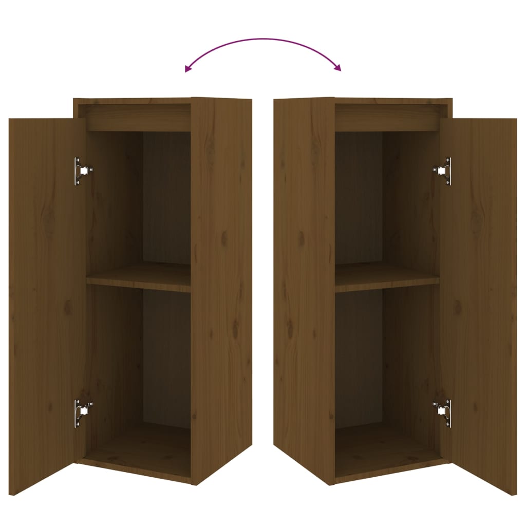 TV chests, 2 pcs., honey brown, solid pine wood