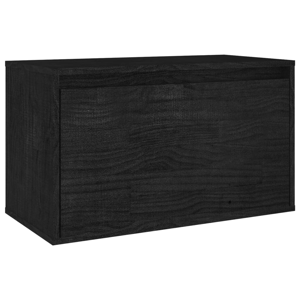 TV chests, black, 6 pcs., solid pine wood