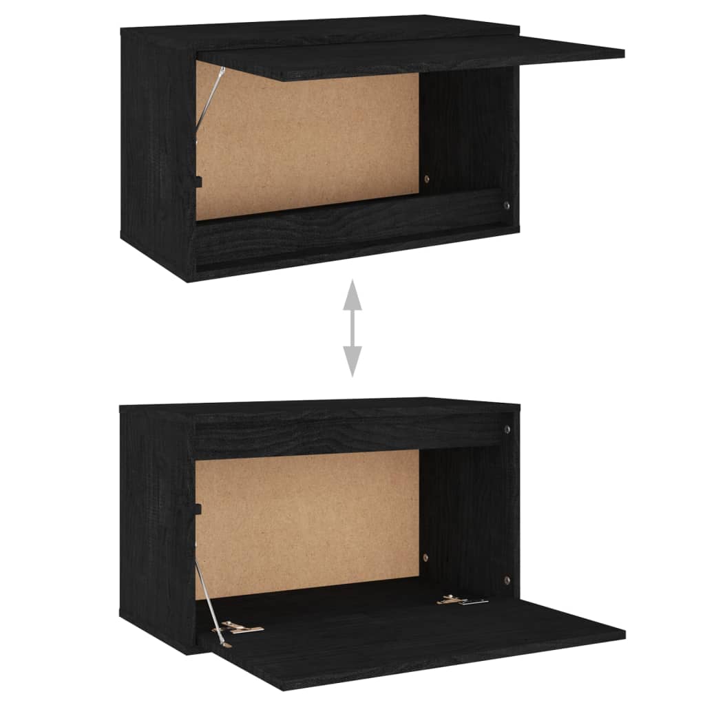 TV chests, black, 6 pcs., solid pine wood