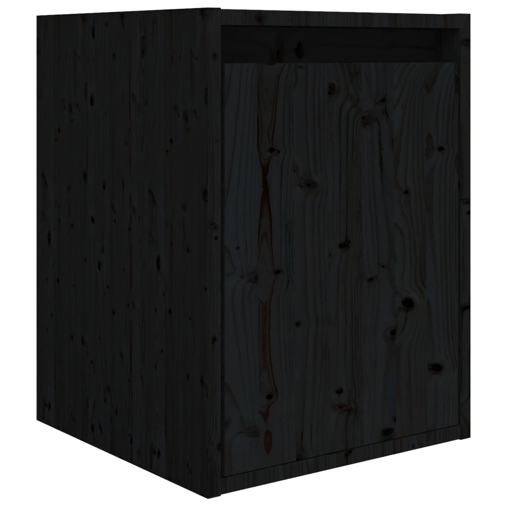 TV chests, black, 6 pcs., solid pine wood