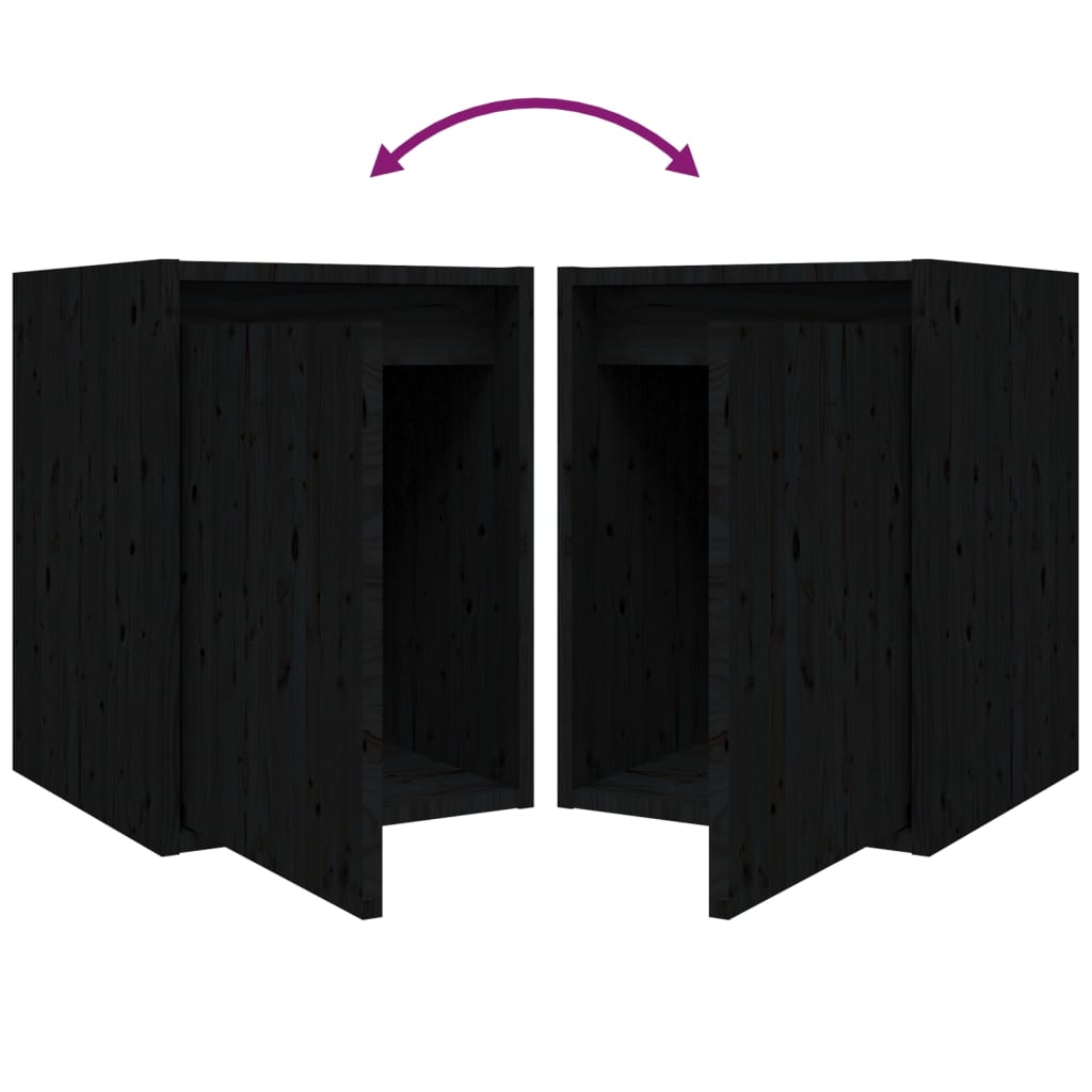 TV chests, black, 6 pcs., solid pine wood