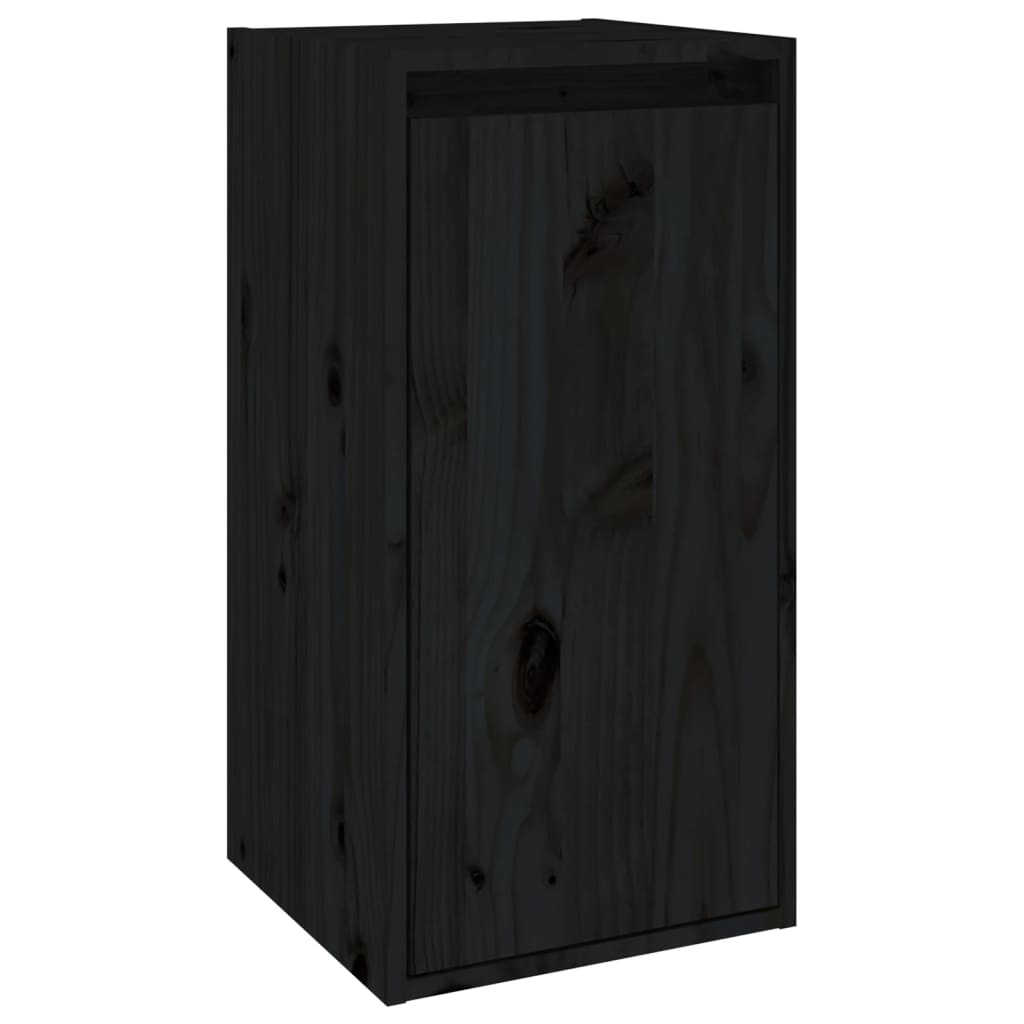 TV chests, black, 6 pcs., solid pine wood