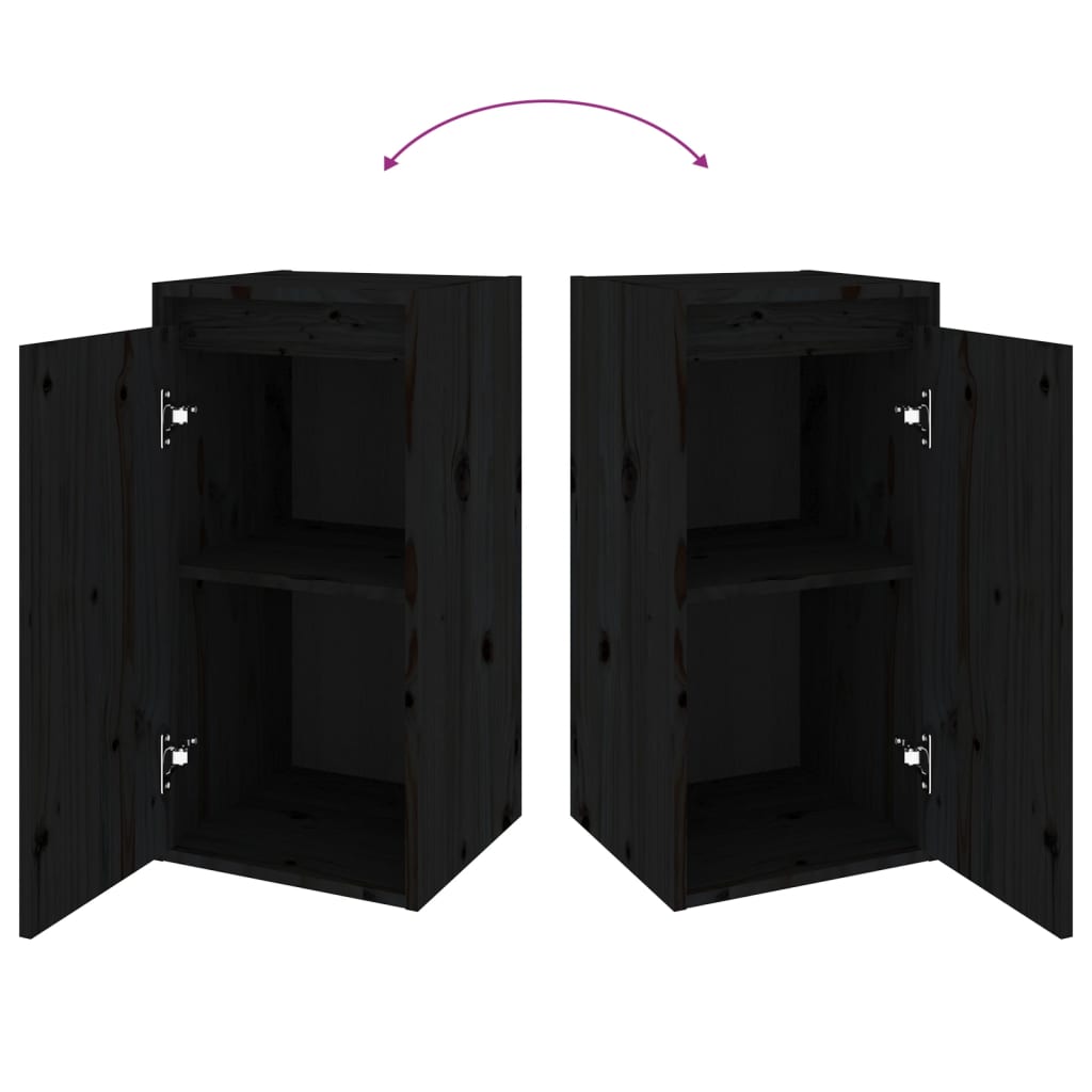 TV chests, black, 6 pcs., solid pine wood