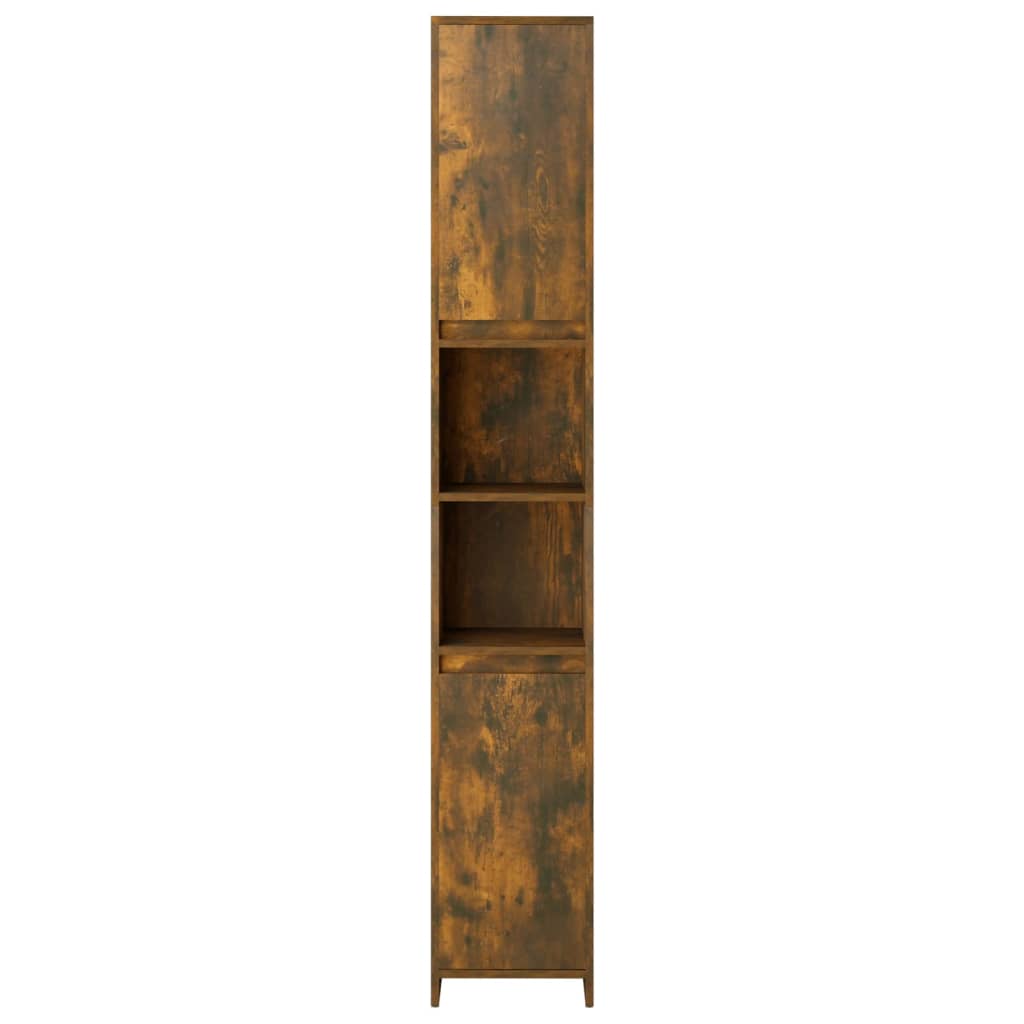 Dulap de baie, stejar fumuriu, 30x30x183,5 cm, lemn prelucrat