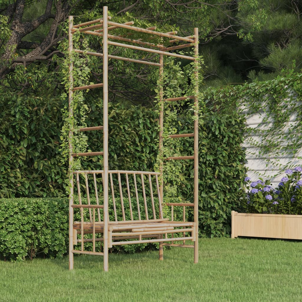 Bancă de grădină cu pergolă, 116 cm, bambus