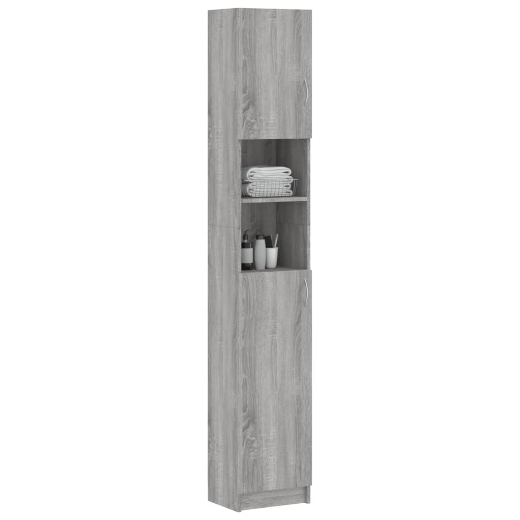 Bathroom cabinet, sonoma grey, 32x25.5x190 cm, processed wood