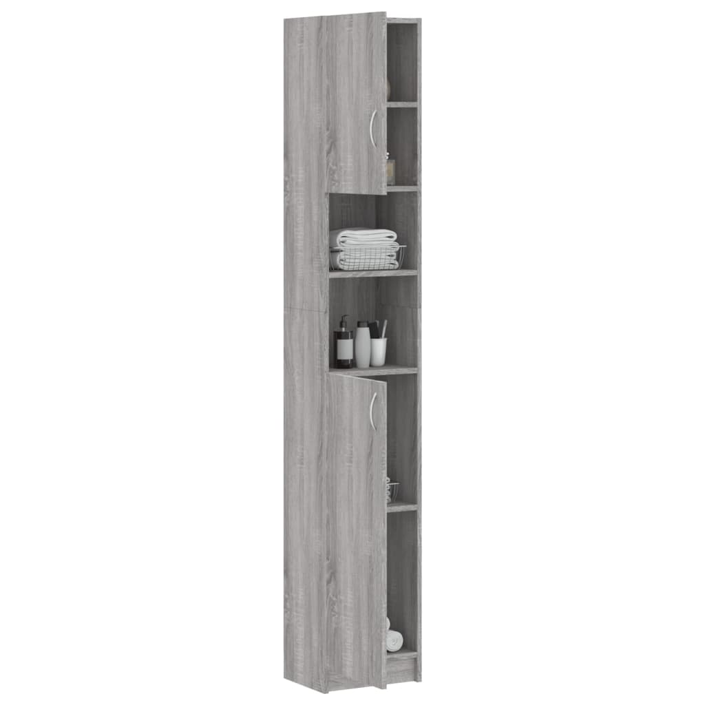 Bathroom cabinet, sonoma grey, 32x25.5x190 cm, processed wood