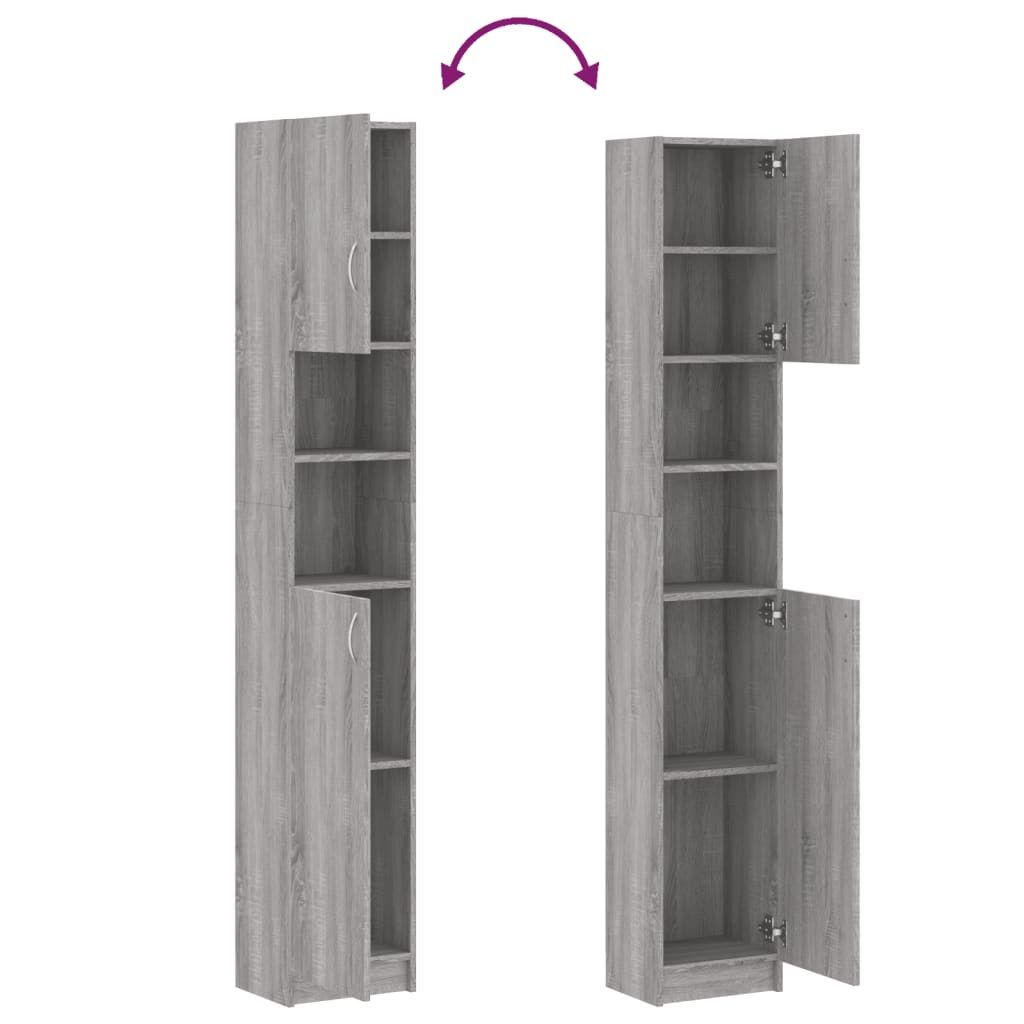 Bathroom cabinet, sonoma grey, 32x25.5x190 cm, processed wood