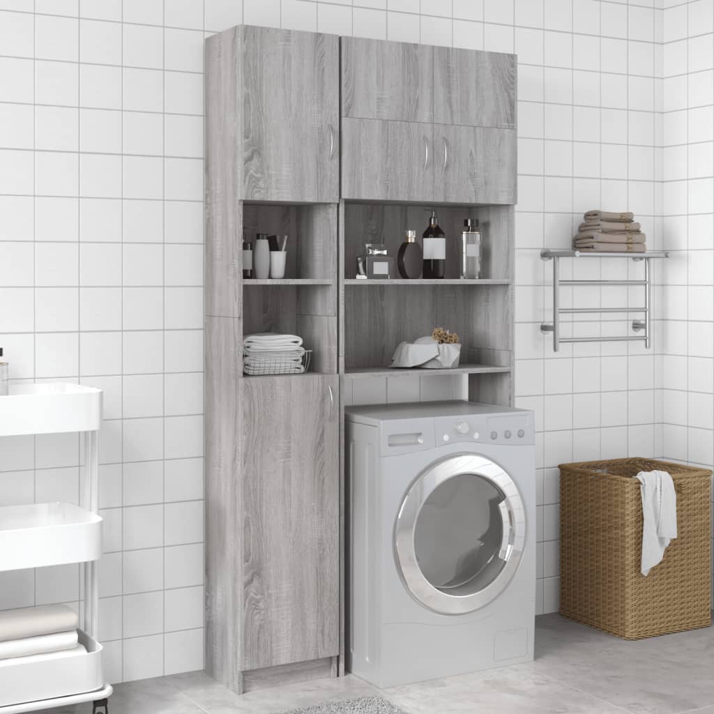 Bathroom cabinet, sonoma grey, 32x25.5x190 cm, processed wood
