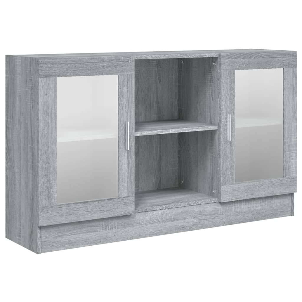 Dulap vitrină, gri sonoma, 120x30,5x70 cm, lemn prelucrat