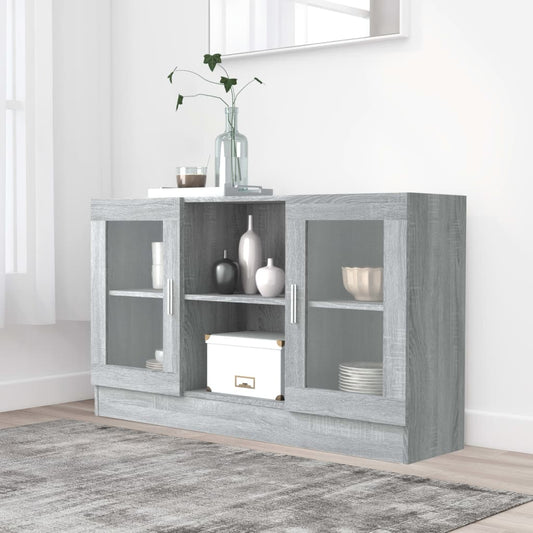 Dulap vitrină, gri sonoma, 120x30,5x70 cm, lemn prelucrat