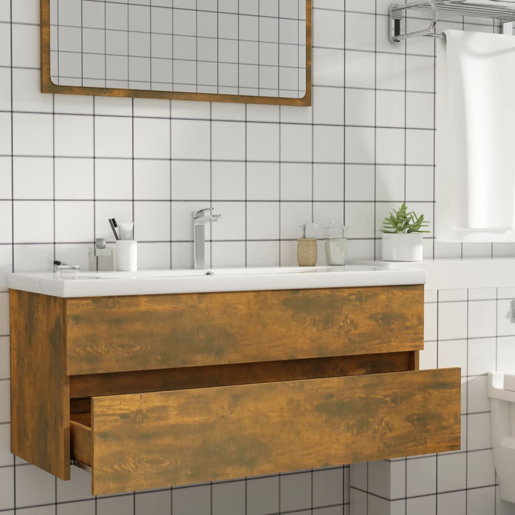Sink cabinet, smoky oak, 100x38.5x45 cm, processed wood