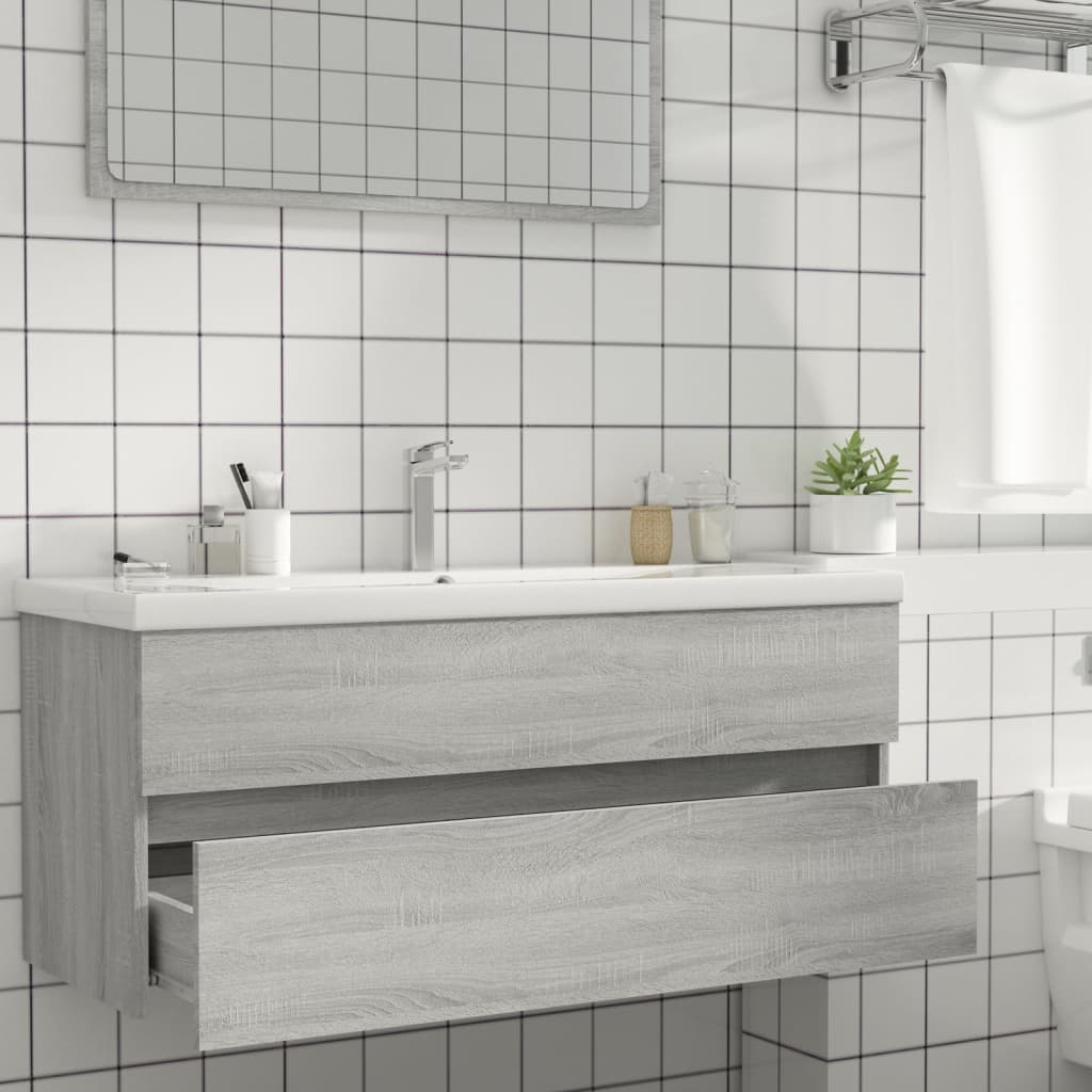 Sink cabinet, sonoma grey, 100x38.5x45 cm, processed wood