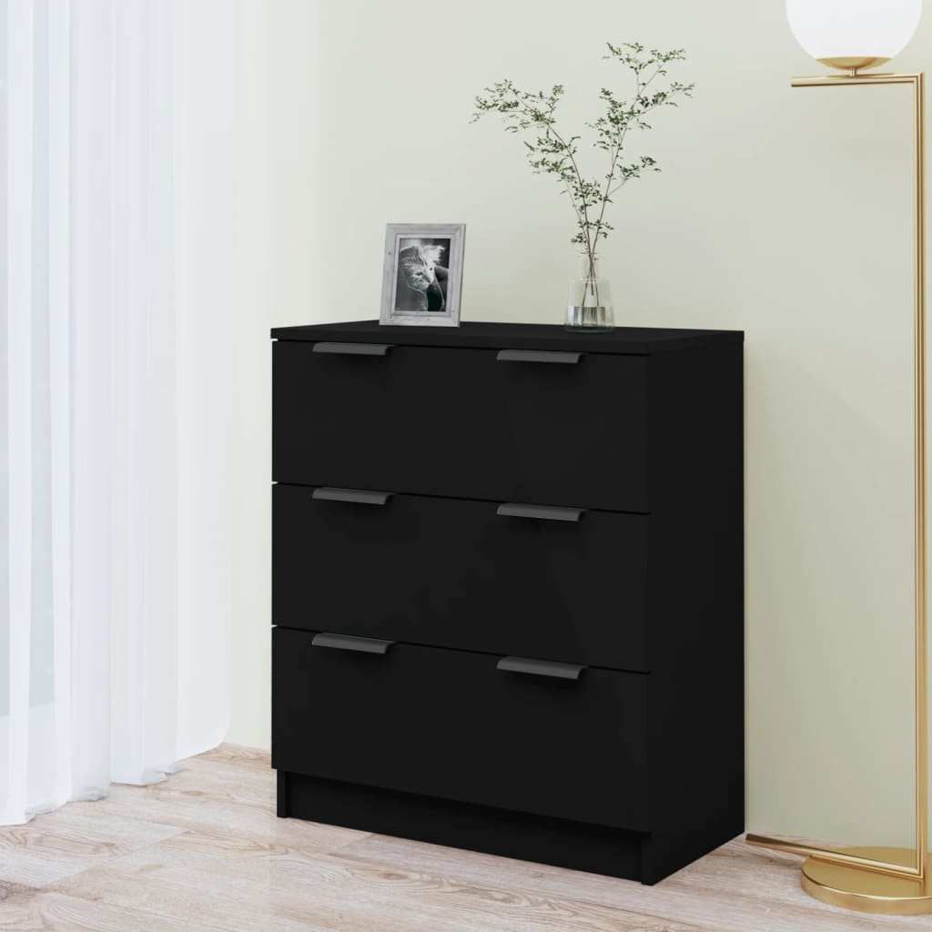 Sideboard, black, 60x30x70 cm, processed wood