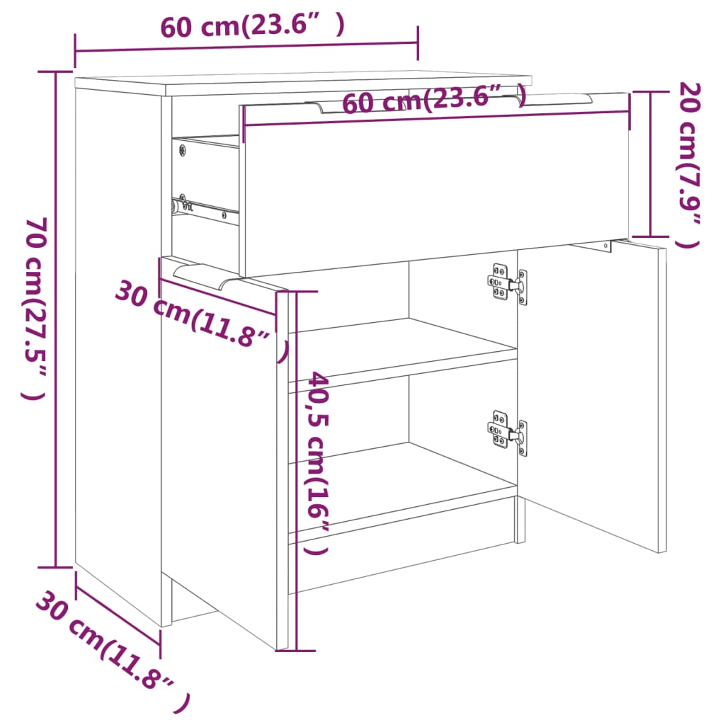 Dulap, alb, 60x30x70 cm, lemn prelucrat