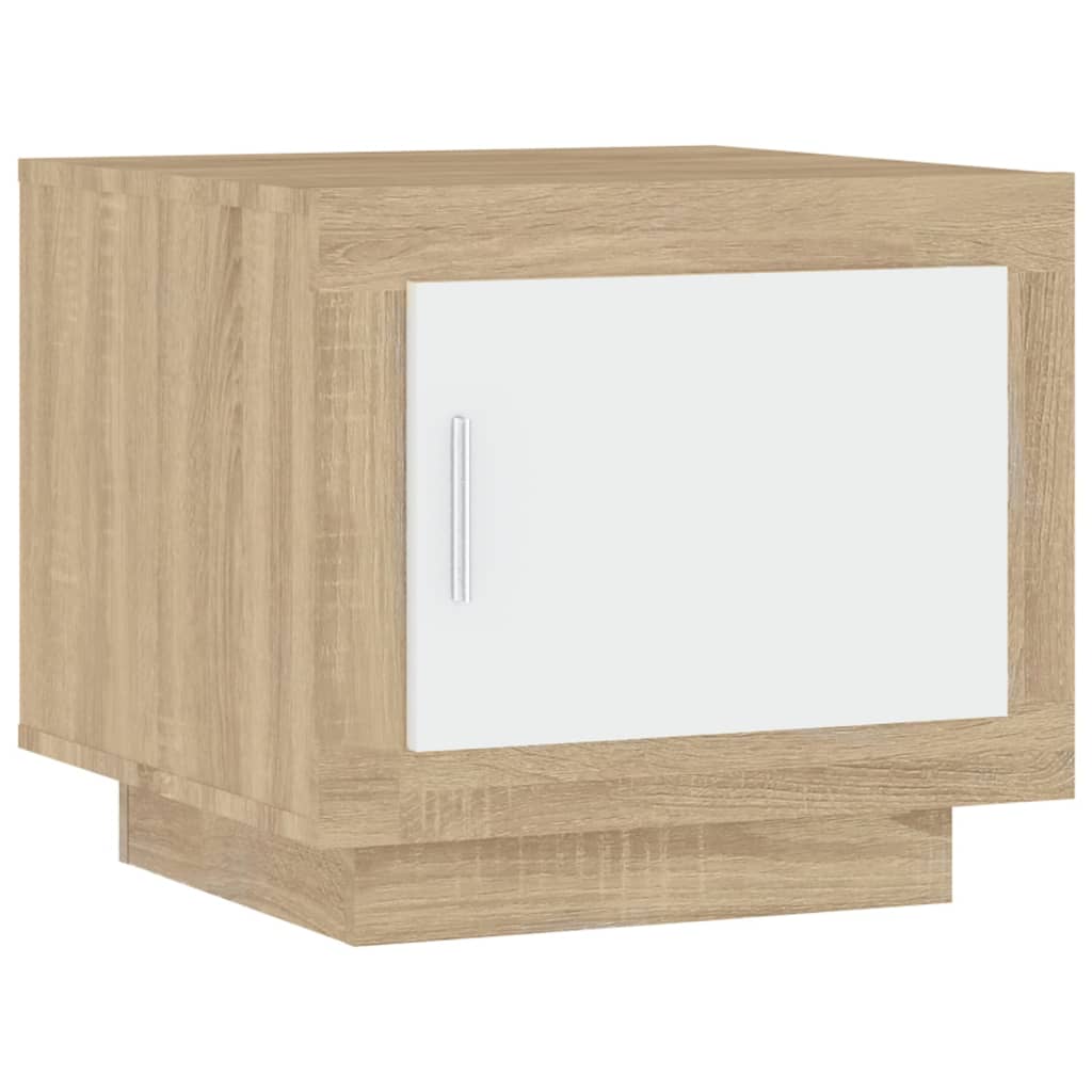 Coffee table, white and sonoma oak, 51x50x45cm, processed wood