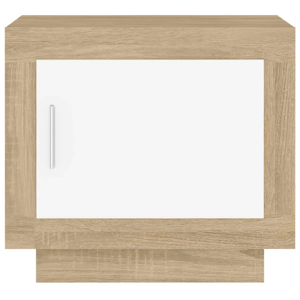 Coffee table, white and sonoma oak, 51x50x45cm, processed wood