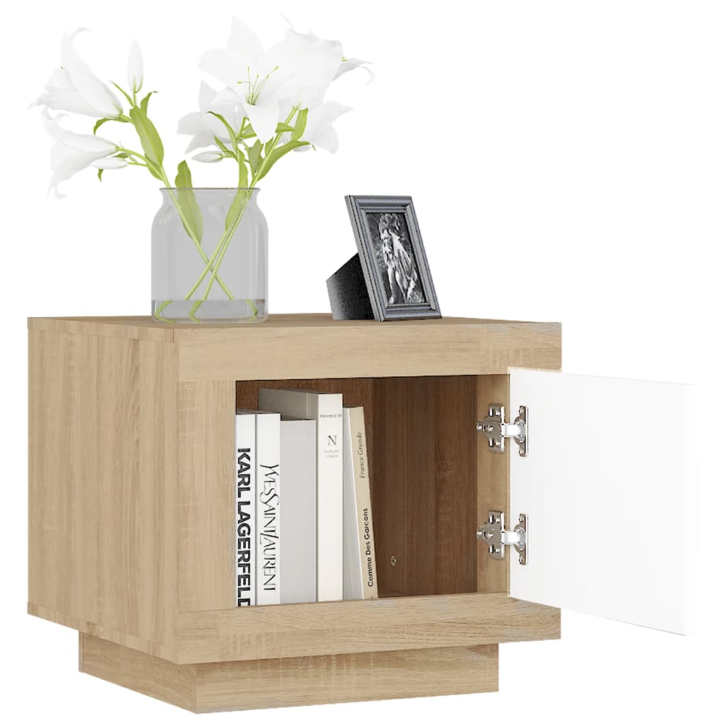 Coffee table, white and sonoma oak, 51x50x45cm, processed wood