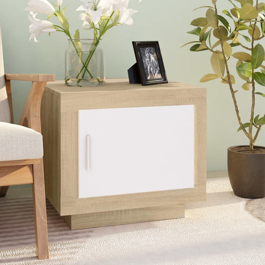 Coffee table, white and sonoma oak, 51x50x45cm, processed wood