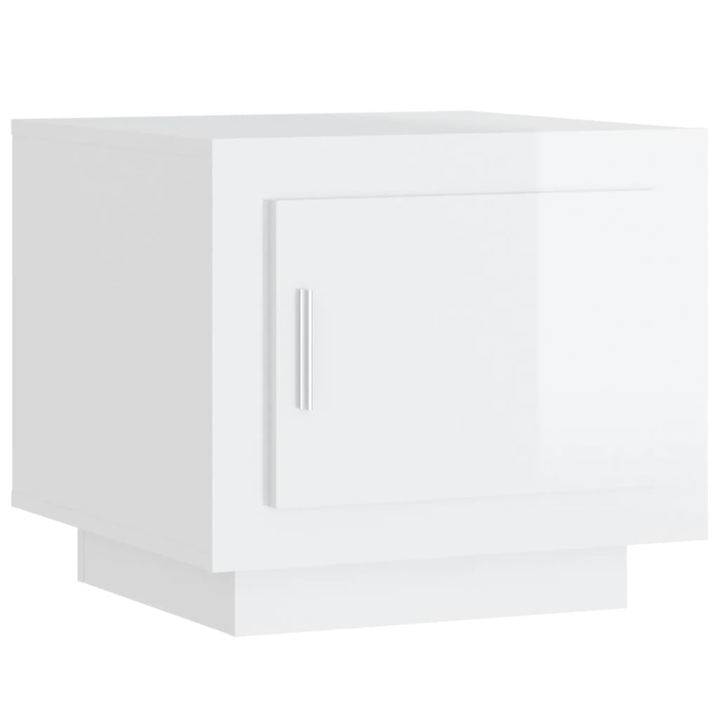 Coffee table, glossy white, 51x50x45 cm, composite wood