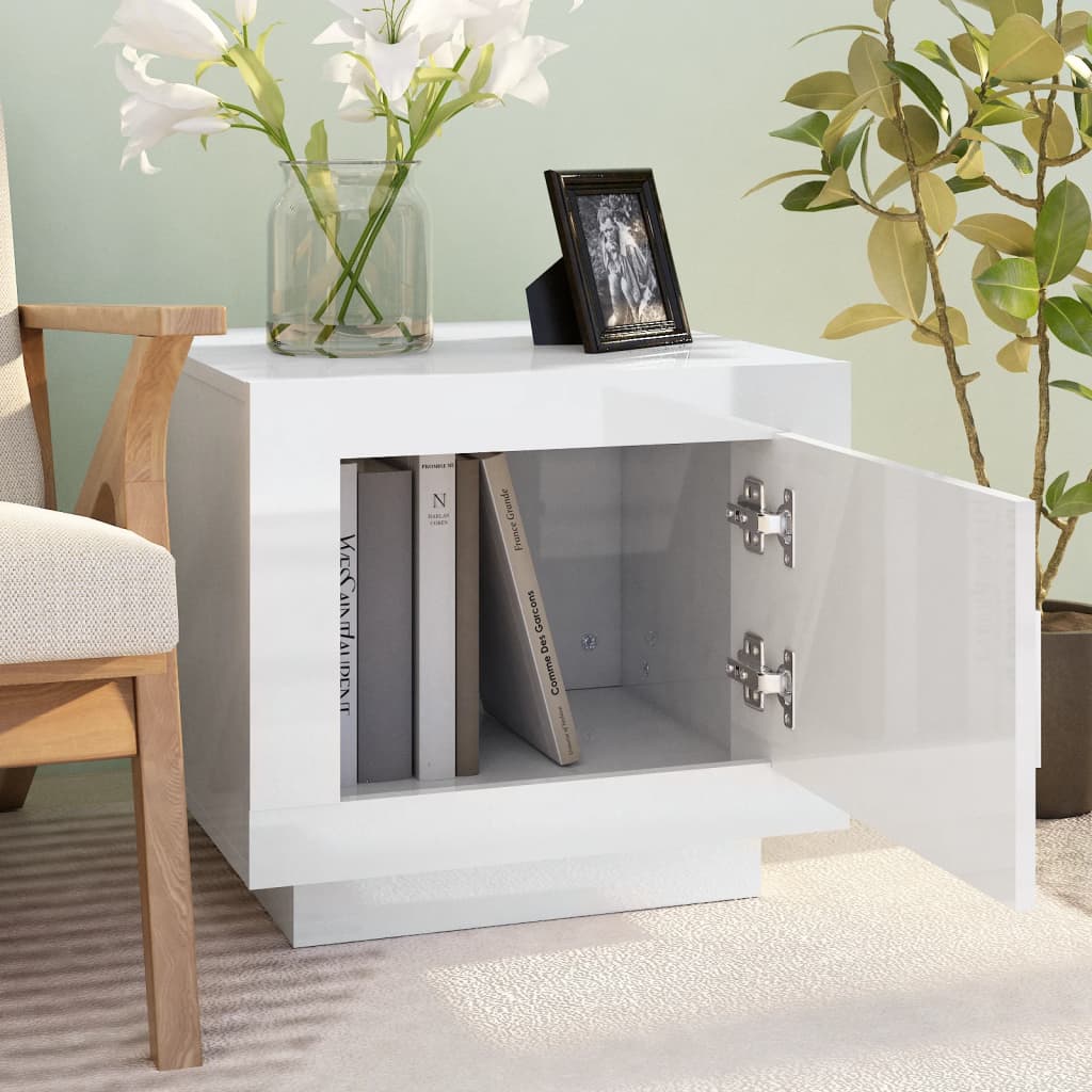 Coffee table, glossy white, 51x50x45 cm, composite wood