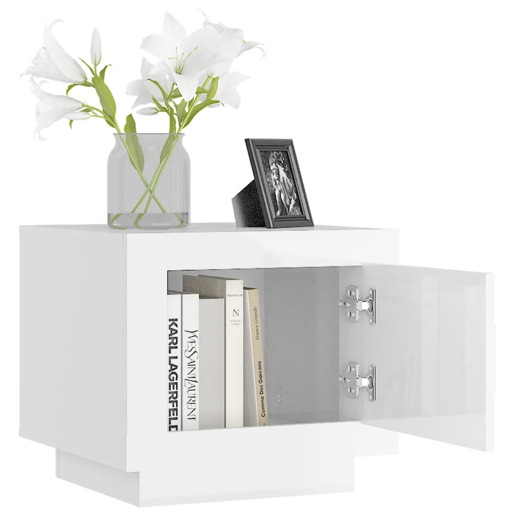 Coffee table, glossy white, 51x50x45 cm, composite wood