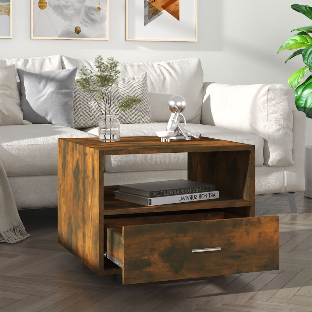 Coffee table, smoky oak, 55x55x40 cm, processed wood