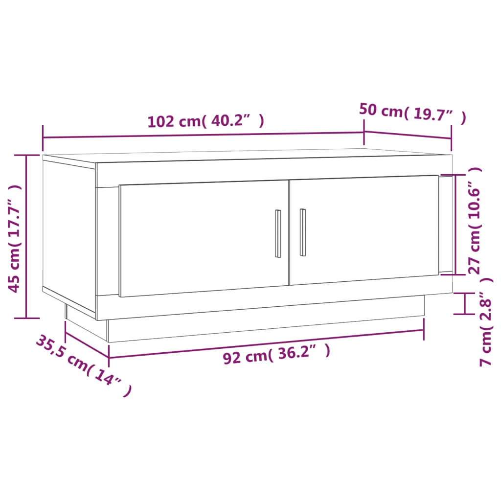 Coffee table, smoked oak, 102x50x45 cm, composite wood