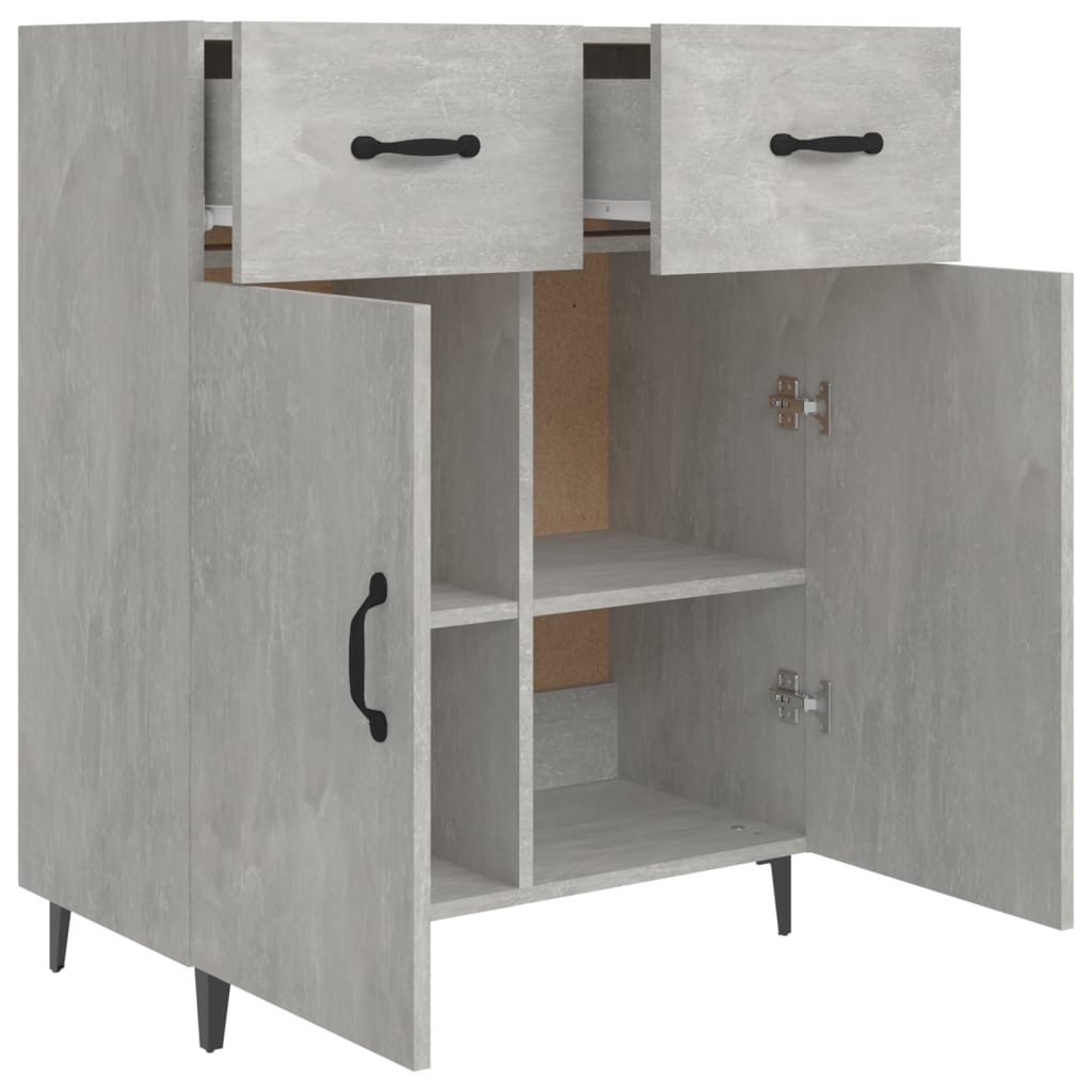 Dulap, gri beton, 69,5x34x90 cm, lemn compozit