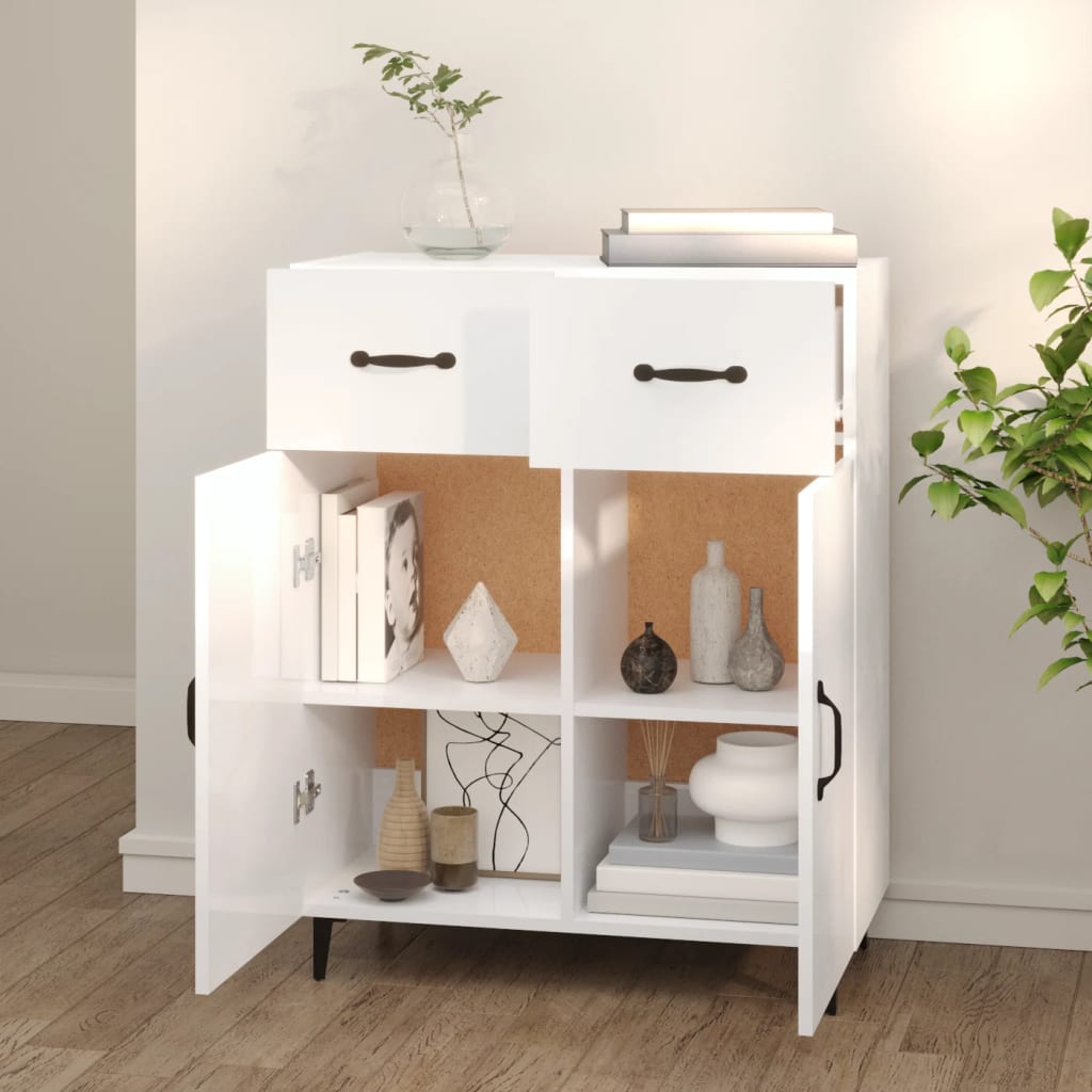 Dulap, alb extralucios, 69,5x34x90 cm, lemn compozit