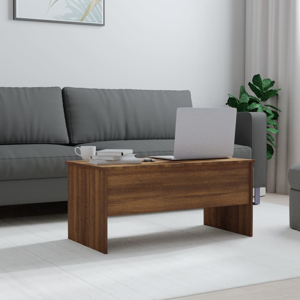Coffee table, brown oak, 102x50.5x46.5 cm, processed wood